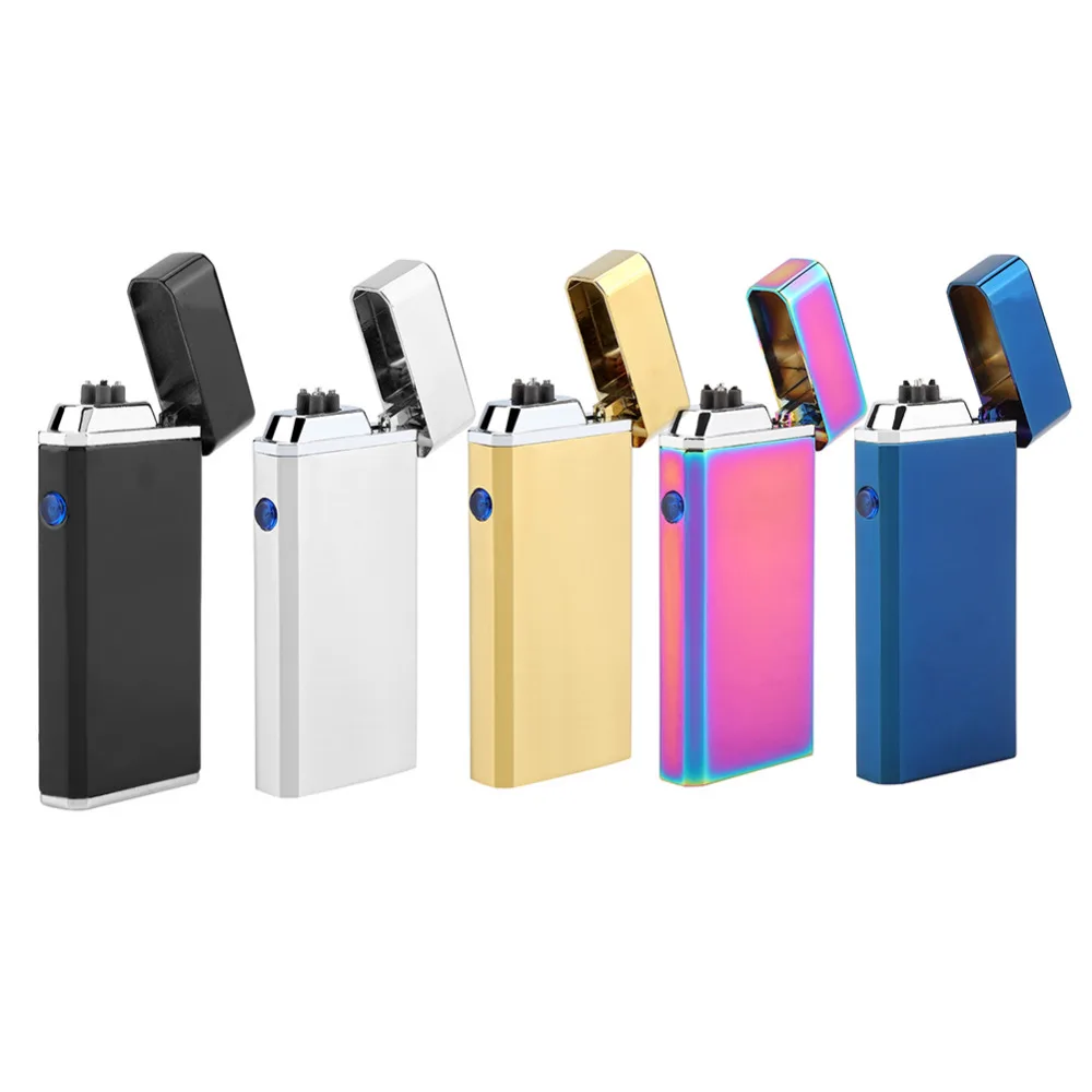 

USB Rechargeable Windeedproof Portable Electric Dual Arc Cigarette Heating Wire Colorful Cigarette Lighter