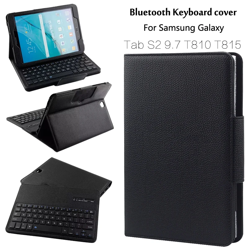 

For Samsung GALAXY Tab S2 9.7 T810 T815 Removable Wireless Bluetooth Keyboard Portfolio Folio PU Leather Case Cover + Gift