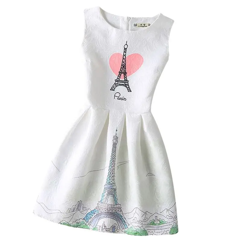 

Girl Dress 2019 Summer Girls Fashion Sleeveless Jacquard Dresses Teenagers Party Clothes Princess dress For Girl 2-10 Years