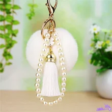 Cute pompom keychain pearl key chain fluffy fake rabbit fur ball women tassel car bag pompon Clover key ring pom pom holder Gift Cute pompom keychain pearl key chain fluffy fake rabbit fur ball women tassel car bag pompon Clover key ring pom pom holder Gift