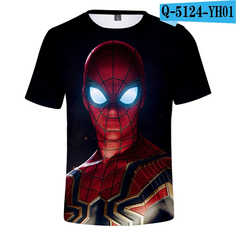 

2019 New Movie Spiderman Far From Home T Shirt Costumes Marvel O-Neck Tees Peter Parker 3D Clothes Boys Printed Tshirt Unisex