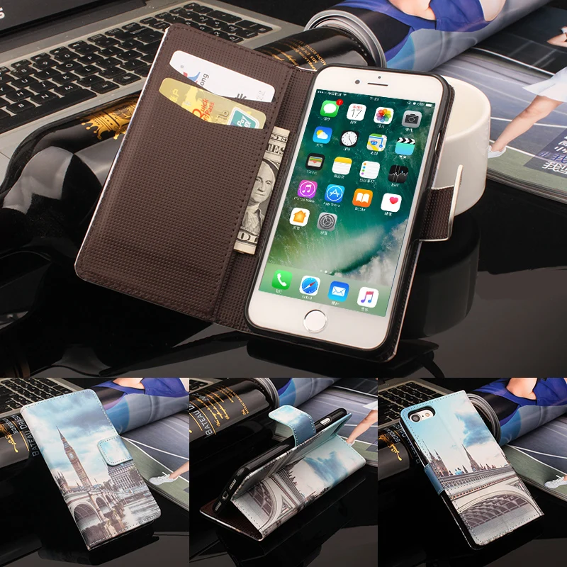 

For Iphone 7 Phone Case Premium Pattern PU Leather Wallet Flip Case with Cash/ Card Slots Cover and Soft TPU Inner Factory Price