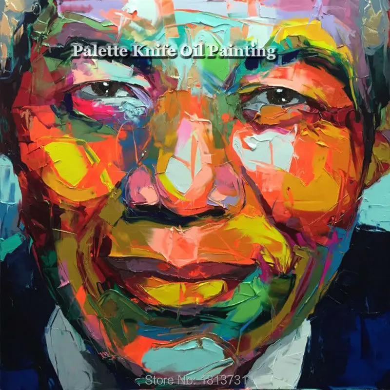 

Hand painted Francoise Nielly Palette knife portrait Face Oil painting Character figure canva wall Art picture15-11