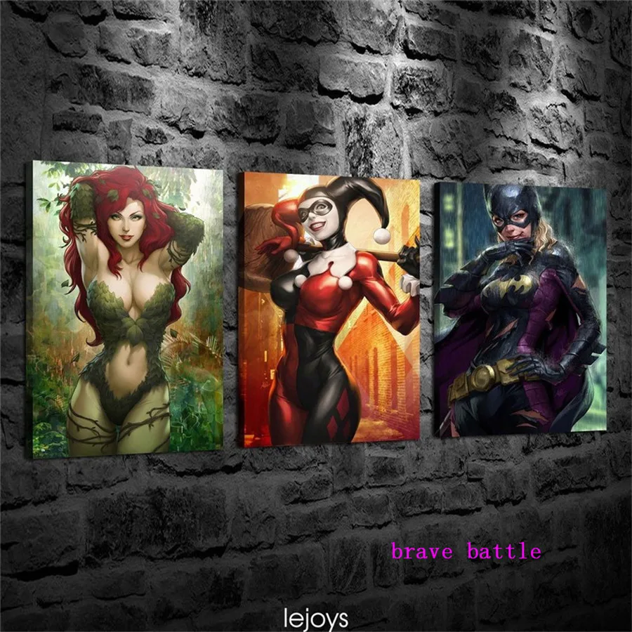 Harley Quinn Ядовитый плющ Супергерой 3 шт. Картина на холсте печать гостиная домашний