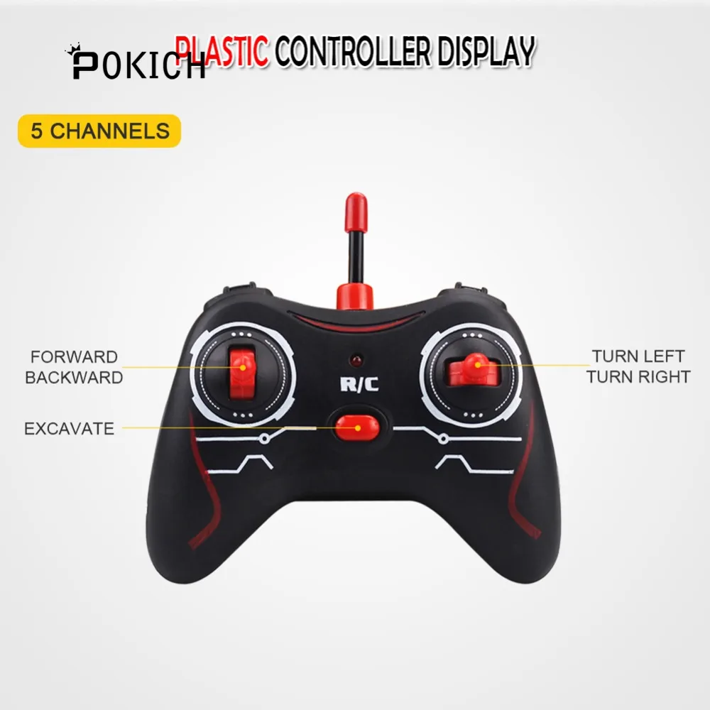 Pokich RC Excavator Remote Control truck toy Auto Lift Engineering Car Dumper Tilting Cart Tip Lorry Tractor Crawler Digger Toy