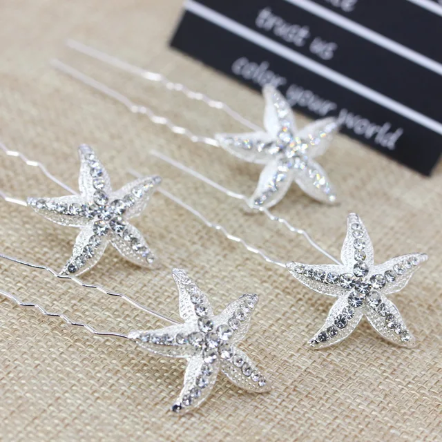 Isnice 10pcs Bride Hair Accessories Starfish Hairpins Wedding Isnice 10pcs Bride Hair Accessories Starfish Hairpins Wedding Pins Headwear Shiny Bridesmaid Wear
