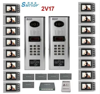 

Building Home security Video Intercom System 4.3" LCD Video Door Phone IR Home Video Doorbell For 17-Apartments 2 Doors