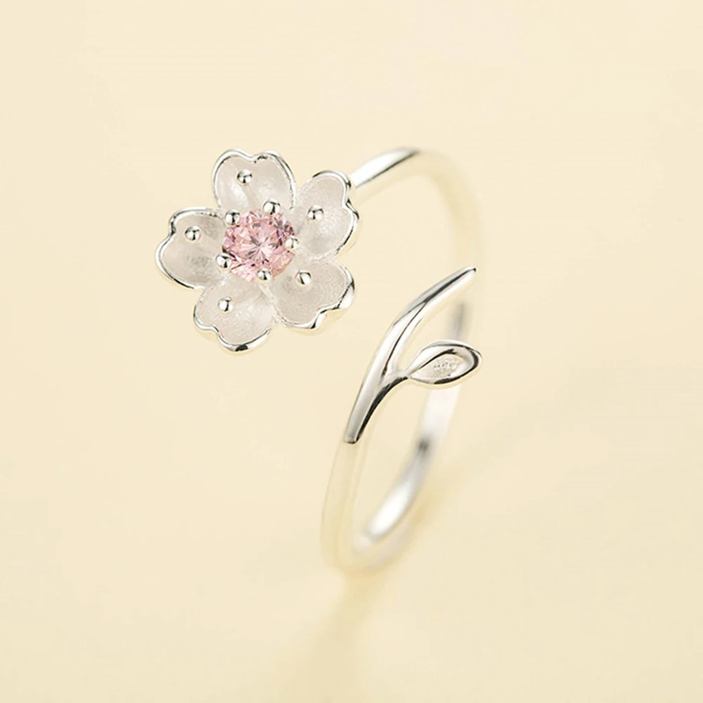 XIYANIKE 925 Sterling Silver Ring Female Cherry Blossoms Rings For Women 2017 Simple And Fresh Personality Wedding Rings VRS2280