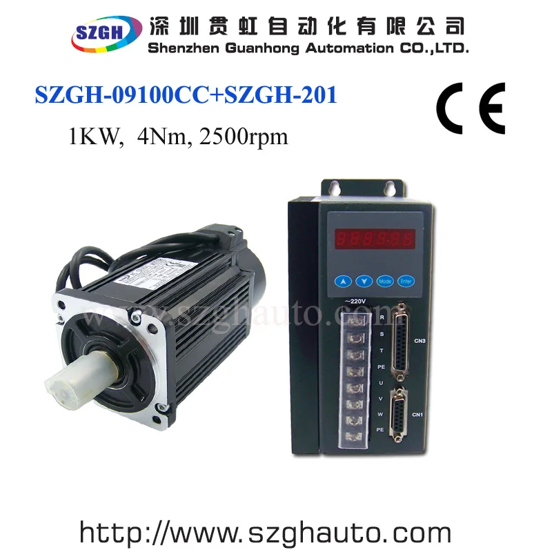 

4Nm 1kw ac motor 1kw 2500rpm ac servo motor and matched driver for servo system CNC total solution