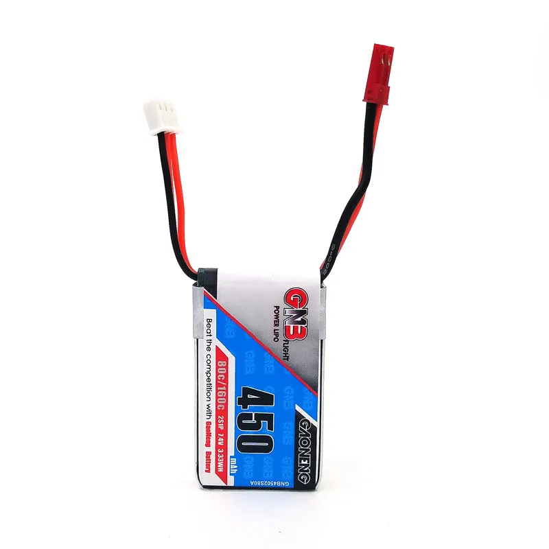 2 шт Gaoneng GNB 450mAh 2S 7,4 V 80C/160C Lipo батарея JST разъем для микро самолета Мини квадрокоптера FPV гоночный Дрон батарея для Emax babyhawk