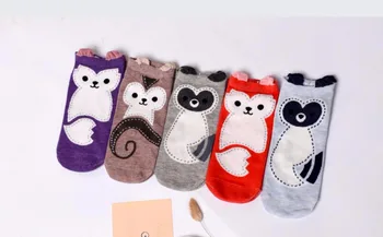 

200pairs/lot new fashion candy color women's cute animal cotton fox style sock with ear/fox ear sock