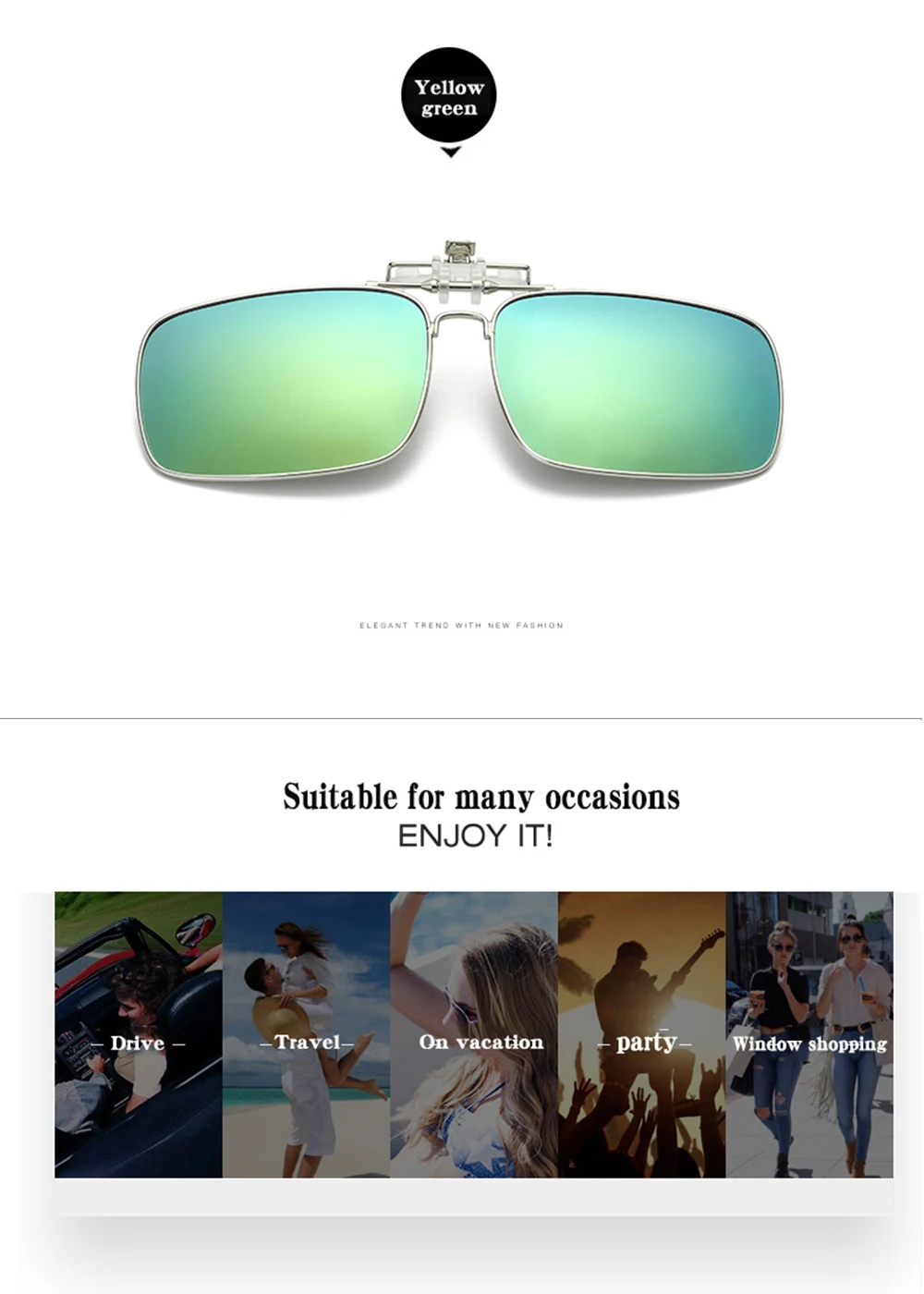 Flip Up Clip on Sunglasses Men Polarized Yellow Lens Night Vision Women Car Driving Gogglesanti Male Myopic Clips Eyeglasses