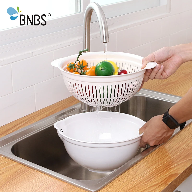 BNBS 2pcs/set Plastic Colander Fruit Vegetable Washing Basket Strainer Drainer With Handle Kitchen Tool Wash Rice Sieve | Дом и сад
