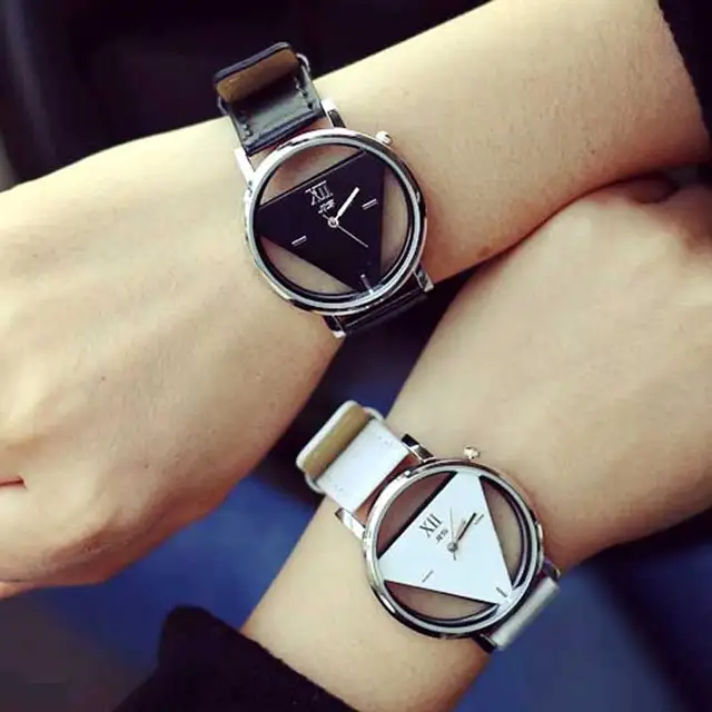 Simple Triangle Sided Hollow Woman Watch Student Fashion Personality Couple Wris Simple Triangle Sided Hollow Woman Watch Student Fashion Personality Couple Wris
