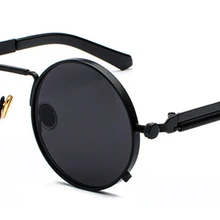 Peekaboo rojo transparente gafas de sol steampunk 2019 marco de metal retro vintage redondo lentes de sol para dama negro uv400