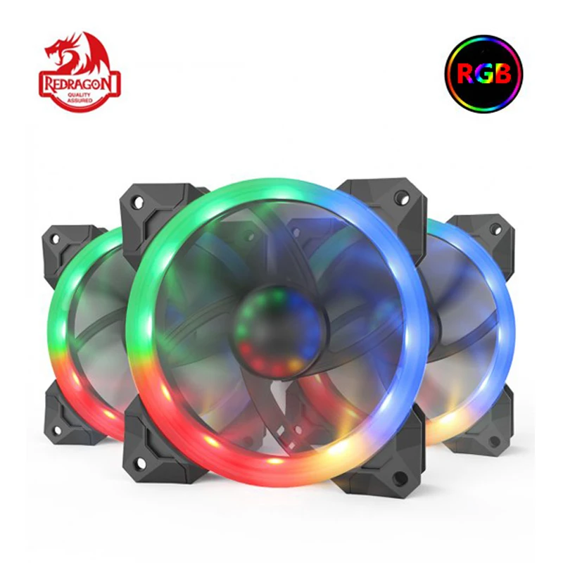 

Redragon 3 Pack Cooling Fan 120mm GC-F008 CPU Cooler Case Radiator RGB LED Quiet High Airflow Heatsink Gadget Inter Thermal Pads