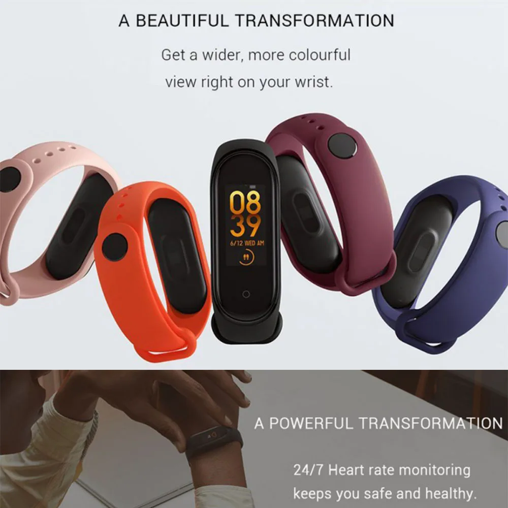 M4 водонепроницаемые умные браслеты датчики Тела Smartband фитнес-шейкер Bluetooth полосы спортивный браслет PK Mi Band 4