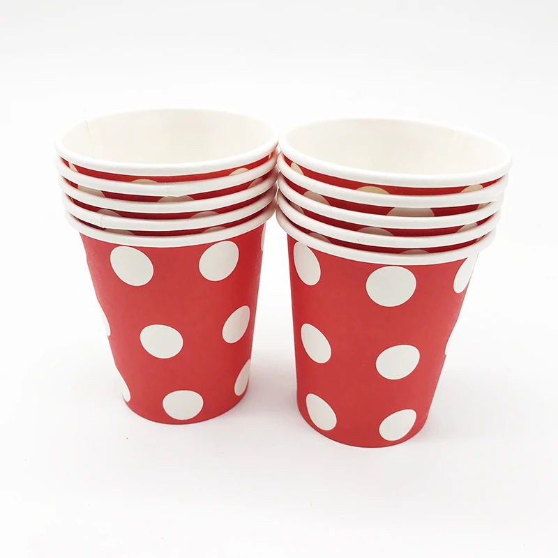 

10pcs/lot red dots theme cups baby shower party decorations polka dots theme birthday party supplies red dots disposable cups