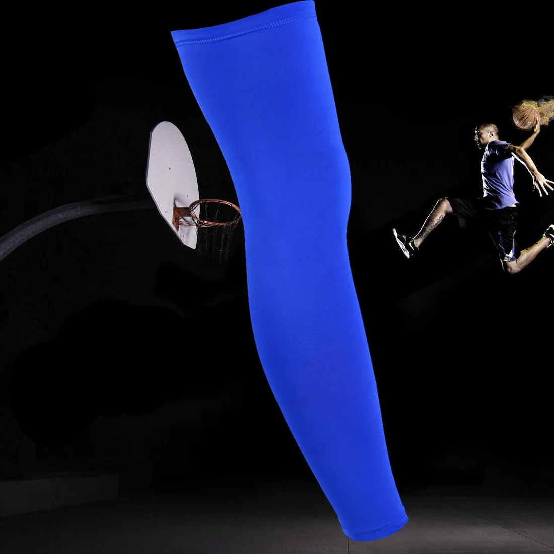 1 шт. трикотажные баскетбольные велосипедные гетры для мужчин и женщин эластичные высокие носки обтягивающие чулки наколенники спортивные Леггинсы рукав синий