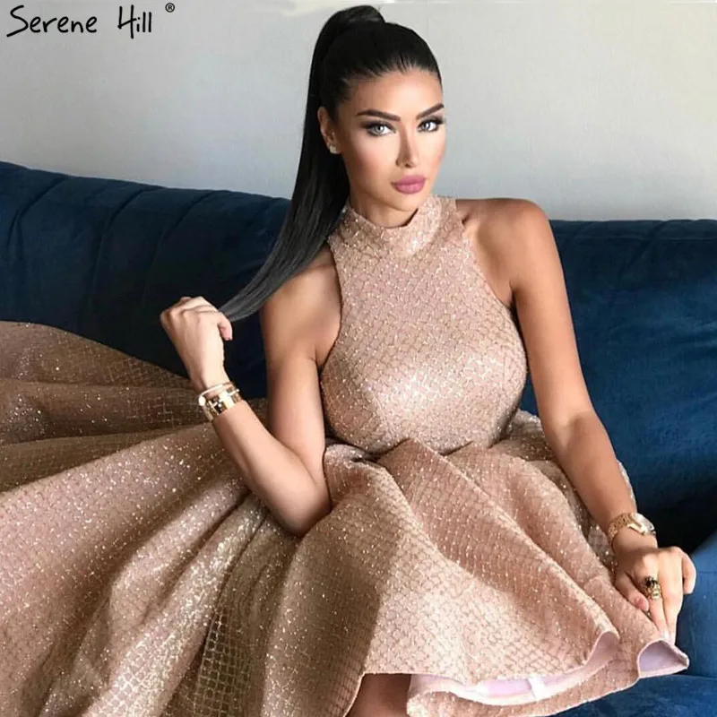 

Luxury Sleeveless Sexy Long Evening Gowns O-Neck High-end Fashion Formal Evening Dresses 2019 Real Photo LA6457