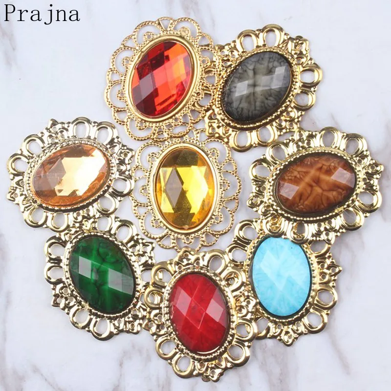 

Prajna Metal Resin Buttons Vintage Luxury Button Fashion Christmas Wedding Decor Rhinestone Buttons Handmade DIY Craft Accessory