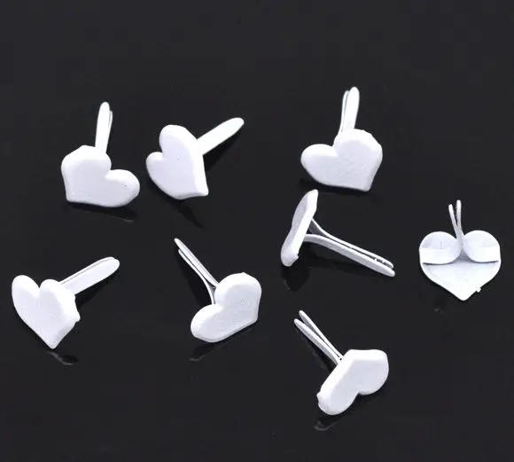 

8SEASONS White Pastel Heart Brads Scrapbooking Embellishment 12x9mm,sold per pack of 100