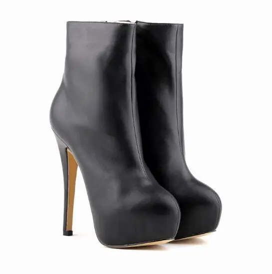 

Winter Warm synthetic leather red sole high-heeled black lady ankle boots contract boots women's shoes 35-42