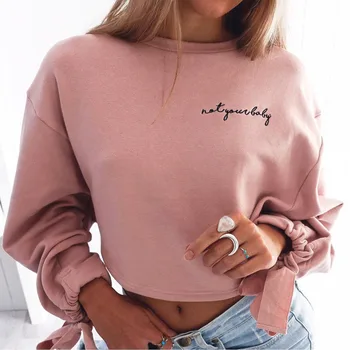 

Women Hoodies 2019 Autumn Winter Oversize Cropped Sweatshirt Jumper Female O Neck Embroidery Letter Pullover Hoodies Sweats