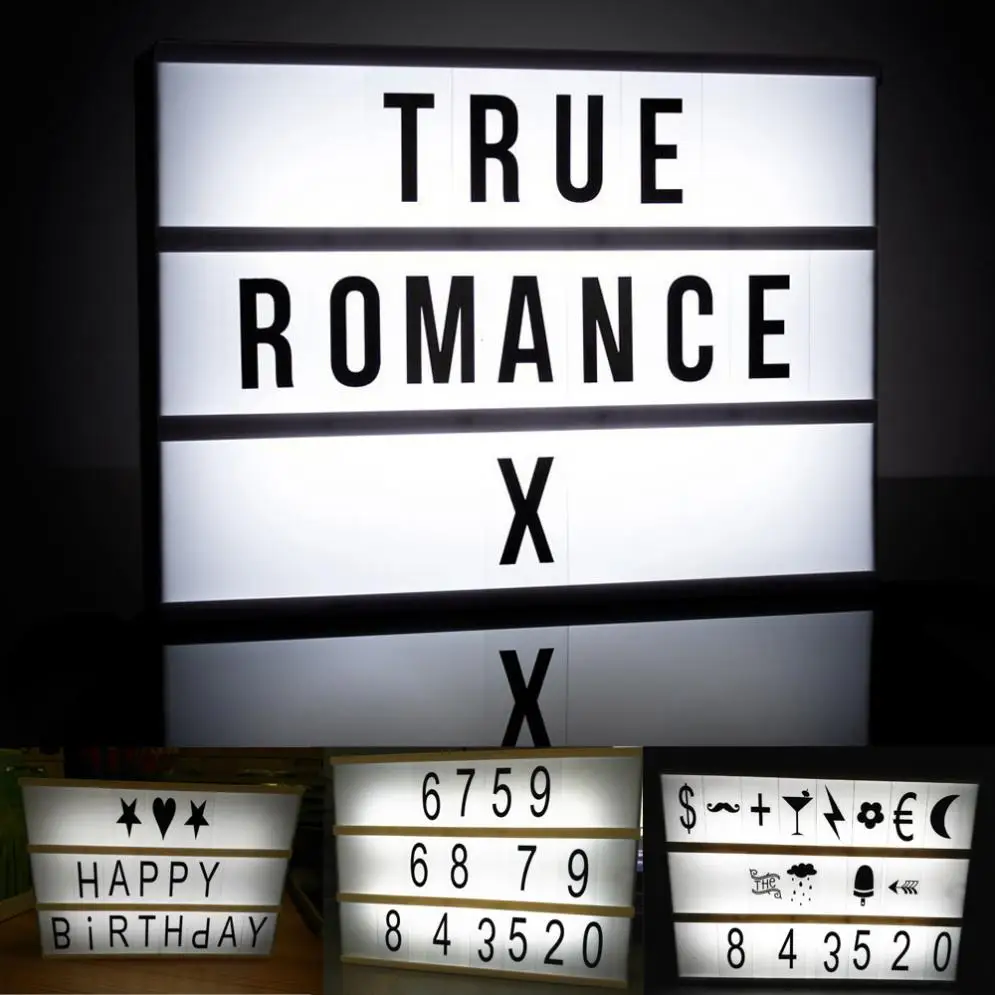 

3 Line A4 Size LED Cinema Light Box Energized Mode Cinematic Lightbox Letter + Number Combination Puzzle Light New Arrival