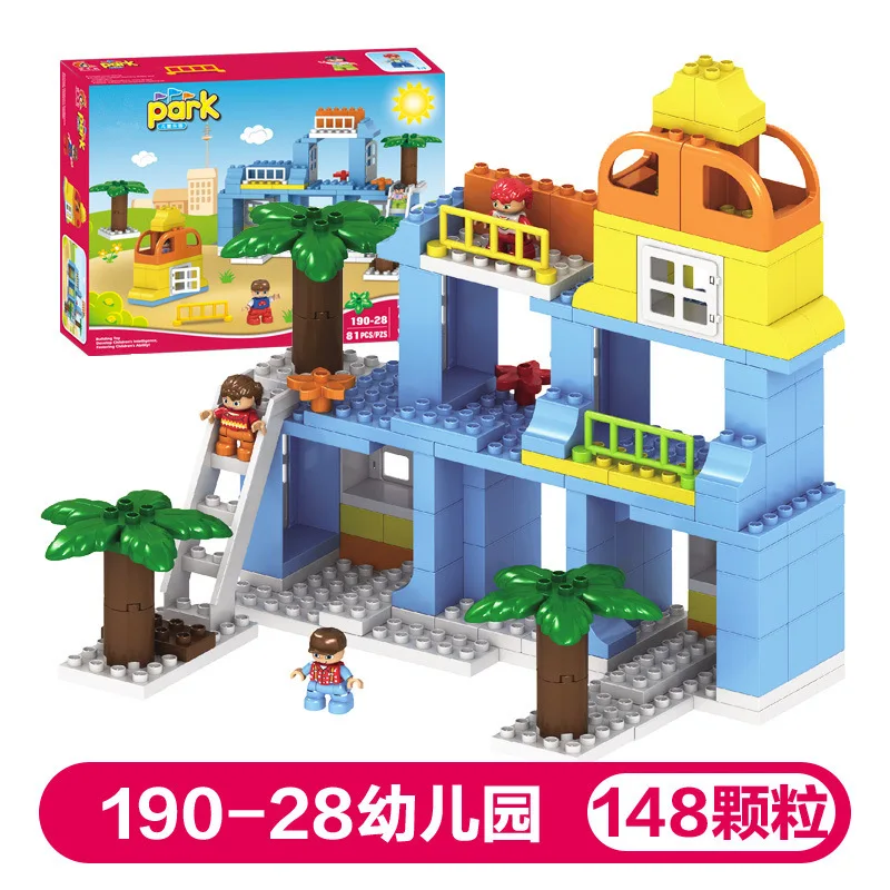 

148PCS Big Size Diy Building Blocks Happy Summer Sea View Villa Brick Baby Gifts Compatible with Legoingly Duploed Toys for Kids