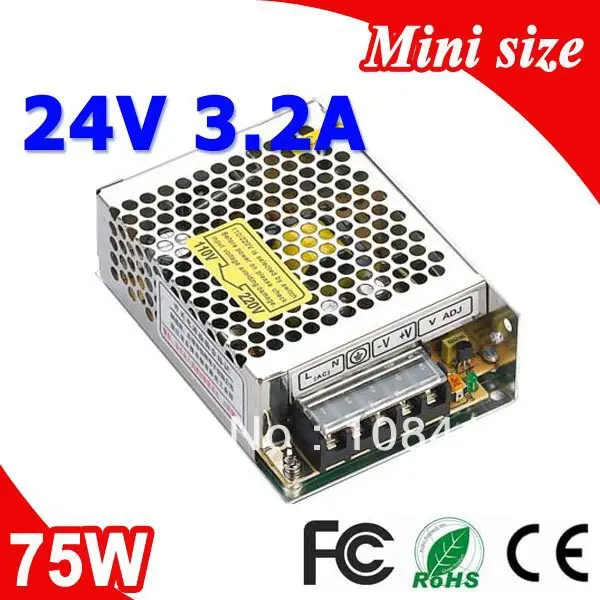 

MS-75-24 75W Impulse Power Block Mean Well LED Power Supply Switch 24V 3.2A Adapter Transformer 110V 220V AC to DC Output Power