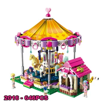 

Girls City Friends Princess Fantasy Carousel happy train Mini figures Fit Legoness Building Blocks Set Toys Girl Creative