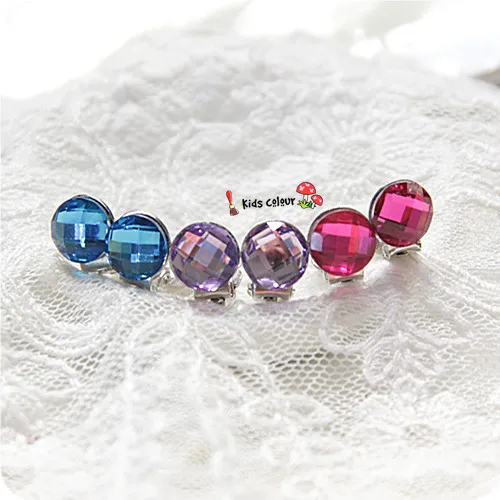 

720 New Arrival Cute Round Ear Clips Children Clip Earrings Girl Resin Ear Clips FD962