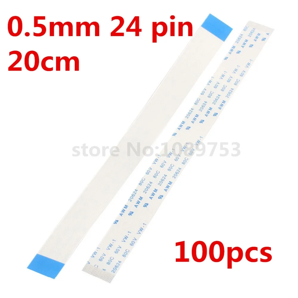 

100pcs FFC/FPC Flexible Flat Cable 0.5mm pitch 24 pin 200mm Isotropy A cable AWM 20624
