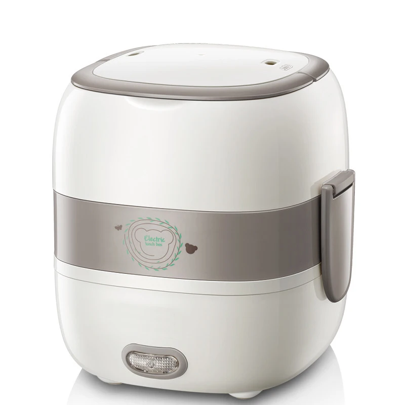 Gray Mini Cooker 270W 1.2 L Double Layer Ceramic Bowl With Vacuum Stick