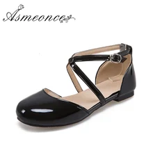 Женская модная пикантная поперечная полоса D'orsay на плоской подошве; женские повседневные Летние босоножки с круглым носком; повседневная кожаная обувь; цвет черный, красный, белый