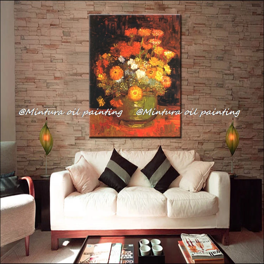 Zinnia Of Vincent van Gogh 100% ручная работа H.Q Репродукция картина маслом на холсте Настенная
