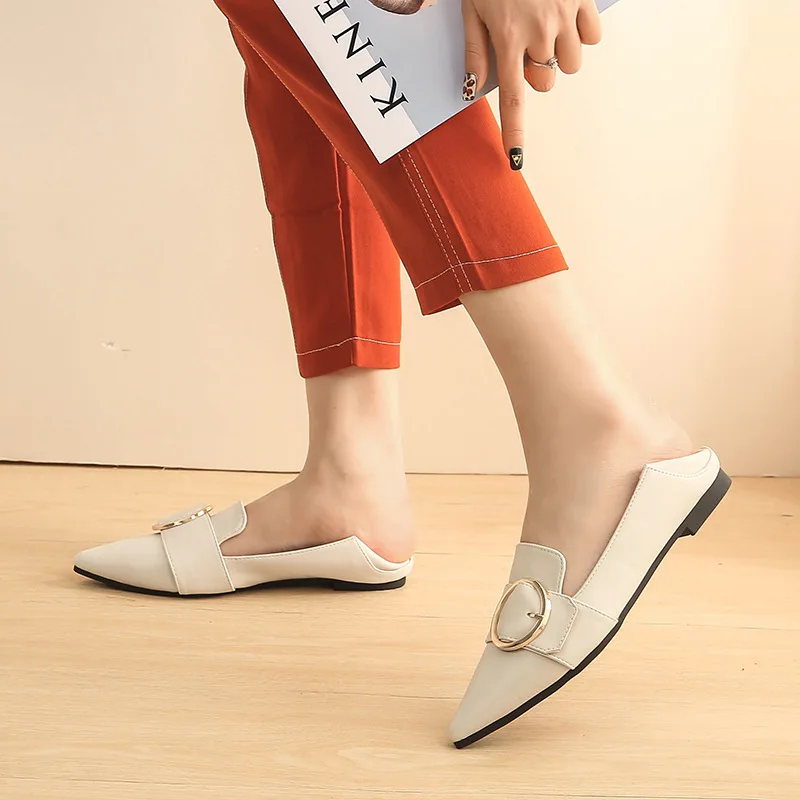 

2019 autumn new fashion simple solid color flat shoes women soft sole comfortable tip toe casual shoes