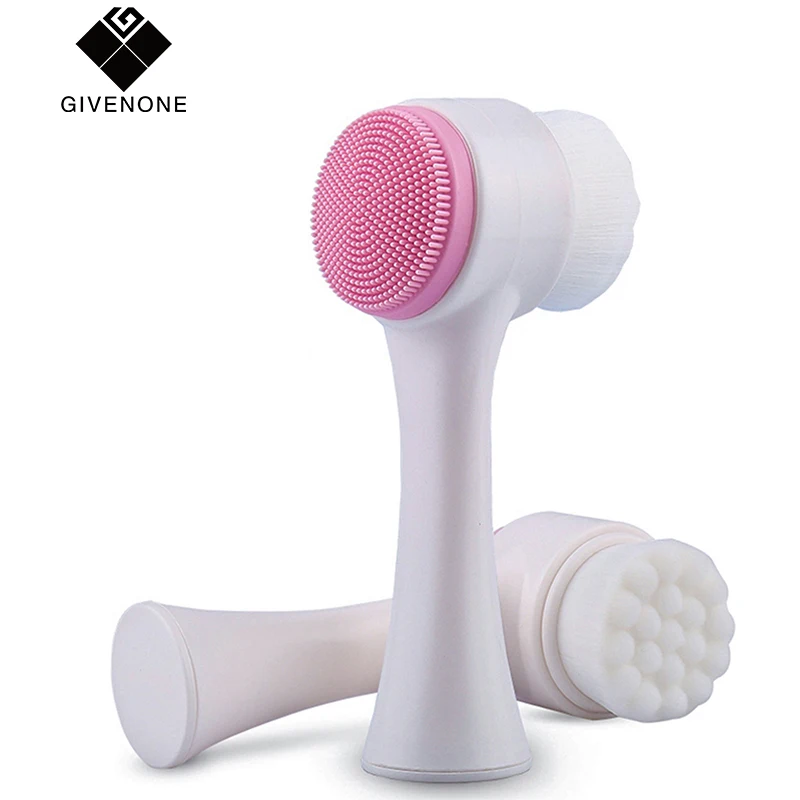 

3D Facial Cleanser Face Washing Brush Double-Sided Silicone Cleansing Instrument Blackhead Deep Clean Tool Soft Hair Cleaner