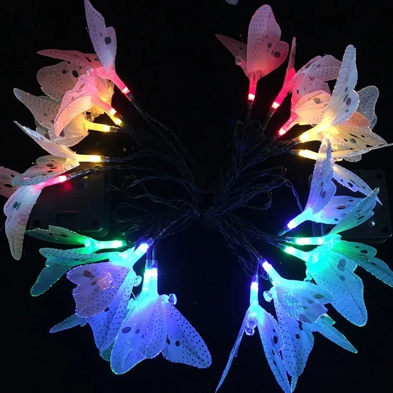 

20 LEDs Butterfly Solar Power String Lights Colorful Lighting LED Lamp Outdoor Waterproof Home Garden Deco Solar Garland Light