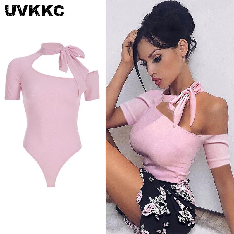 UVKKC женские боди 2019 Летняя мода Femme с коротким рукавом облегающее комбинезоны