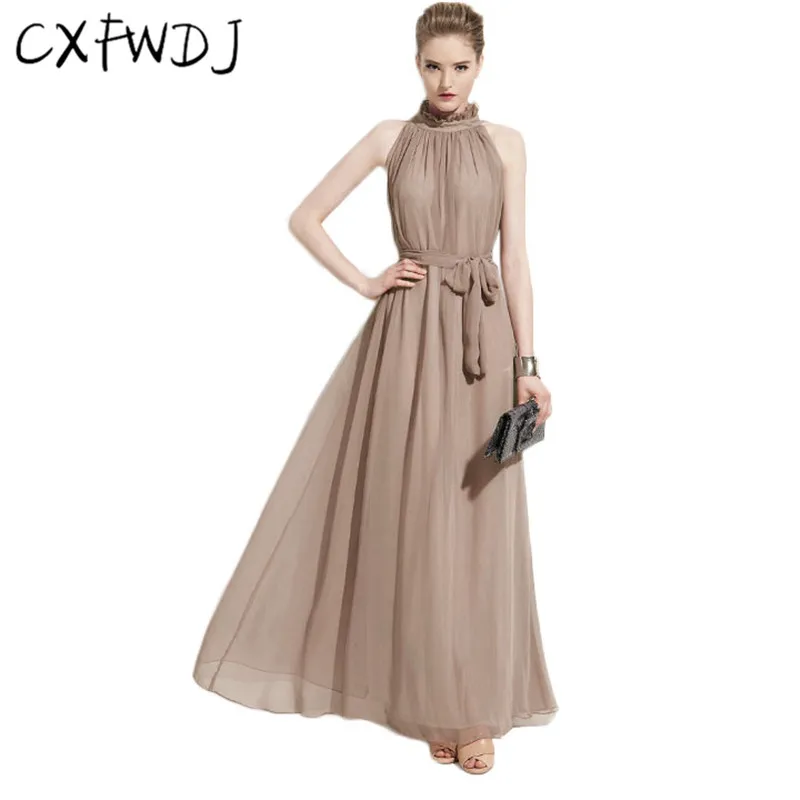 2018 Vestidos вечерние богемные шифоновые длинные платья Женский пояс повесить за шею