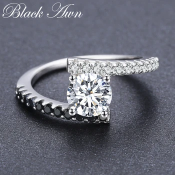 

[BLACK AWN] Pure 925 Sterling Silver Jewelry Trendy Rings for Women Femme Bijoux Finger Ring CR011
