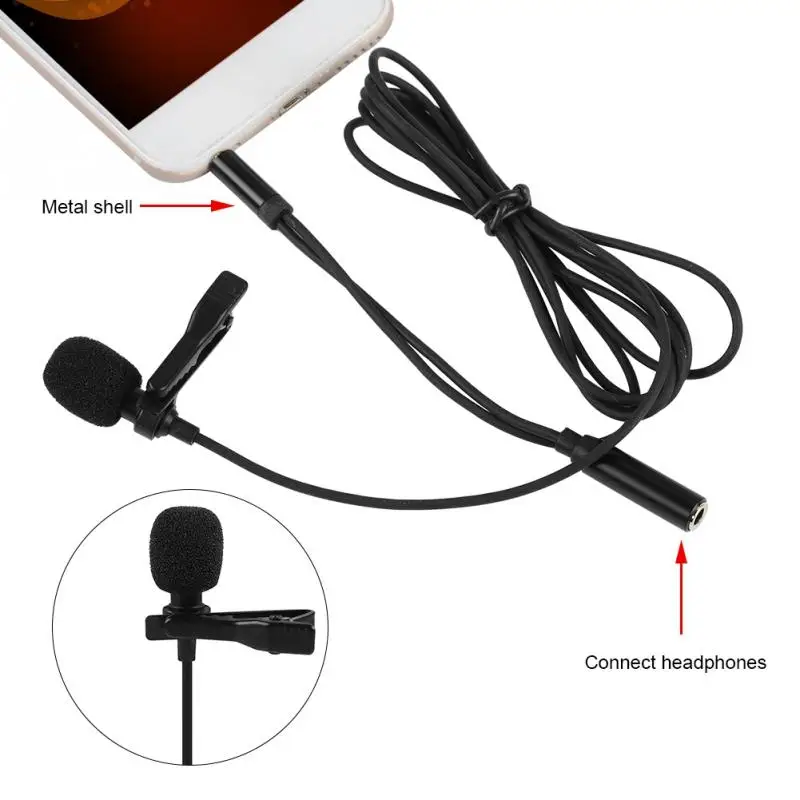 GW 510E 1.5m 3.5mm Lavalier Clip On Lapel Condenser Microphone for