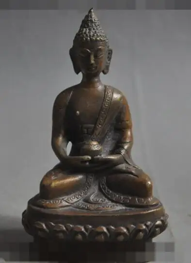 

S3384 chinese tibet buddhism temple bronze sakyamuni Shakyamuni Medicine Buddha statue