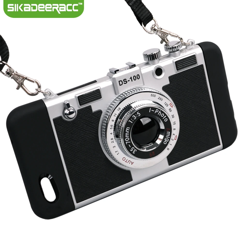 

With Lanyard Camera Style Shockproof Phone Covers For iPhone 5 5s 6 6s 7 Plus SE Cellphones Protective Back Cases Housing DC08