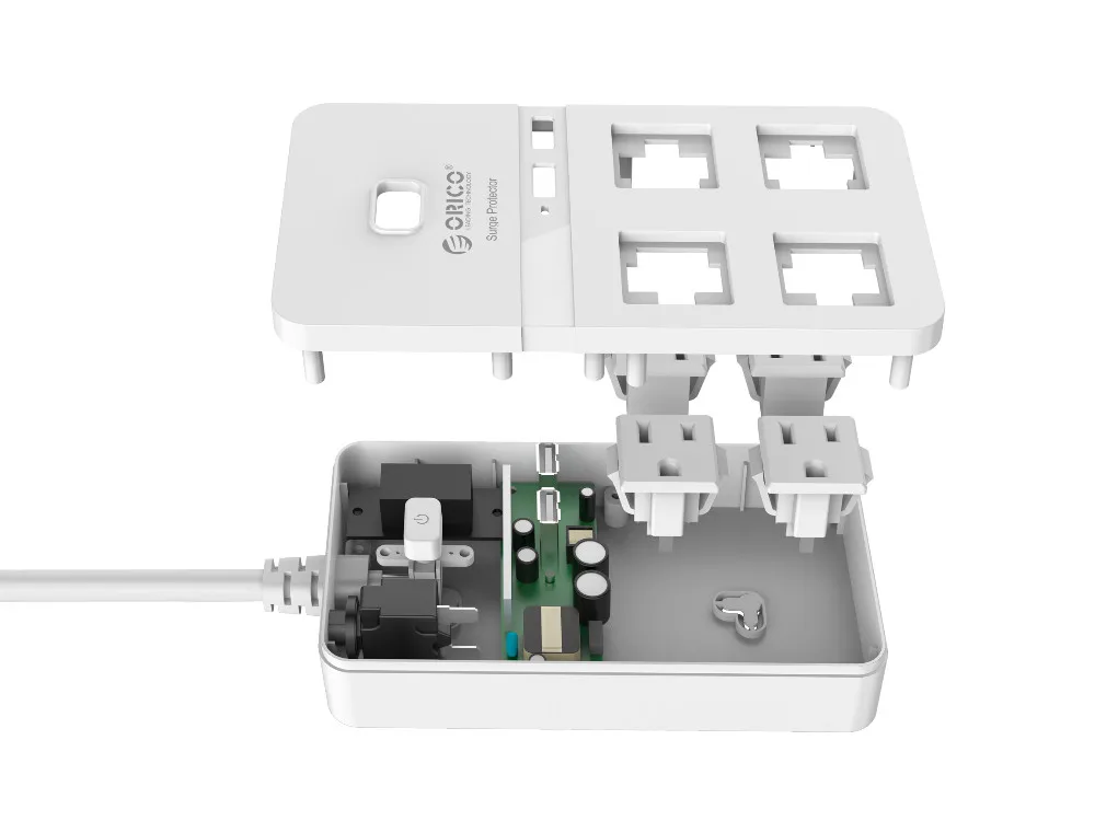 ORICO US Plug power Strip 4, 8, 10 розетки переменного тока, электрические розетки, защита от перенапряжения, удлинитель, вилка США, розетки, 2 порта, USB, смарт-зарядное устройство