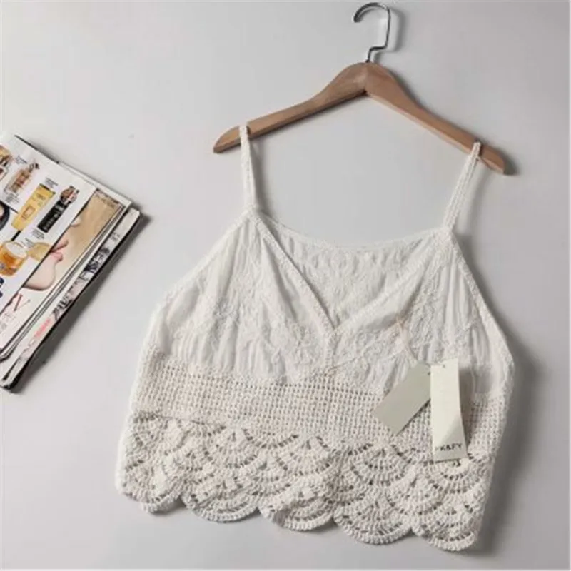 

2019 Summer New Cotton Cutout Embroidered Lace Knit Comfortable Sling