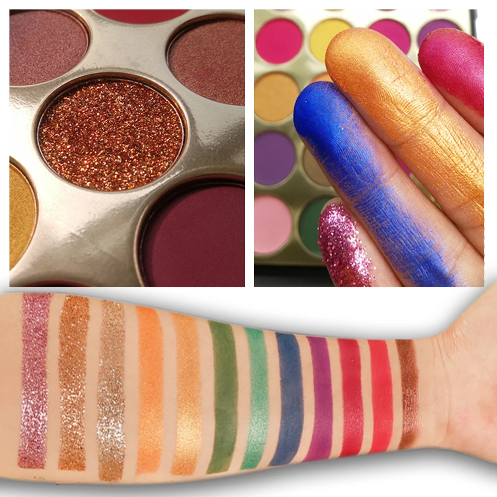 35 ярких цветных матовых теней для век Палитра Мерцающая шелковистая пудра стойкие пигменты прессованные блестящие тени для век палитра для макияжа