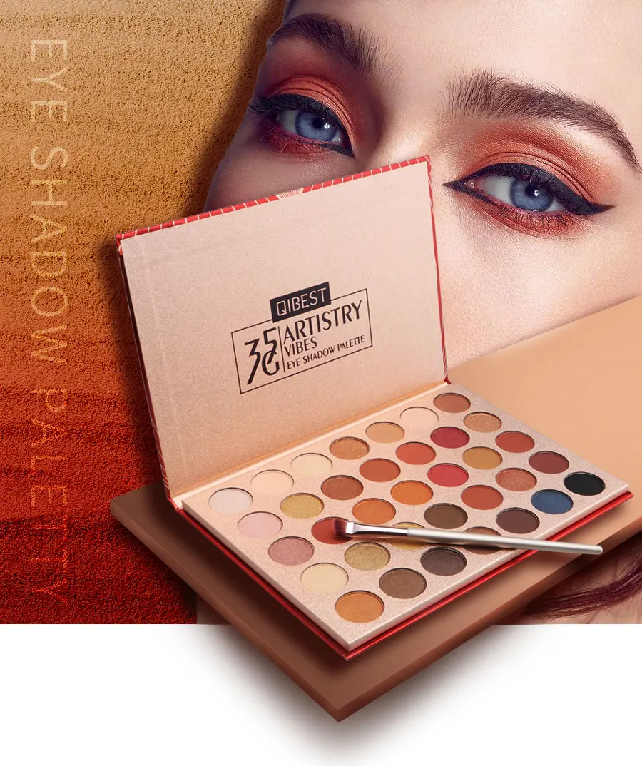 

QIBEST 35 Colors Desert Rose Matte Pearlescent Eyeshadow Tray Waterproof Star Drill Eye Shadow Palette TSLM1